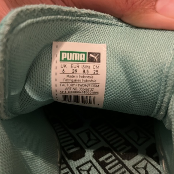 Teal / Turquoise Suede Puma Sneakers - Picture 3 of 3